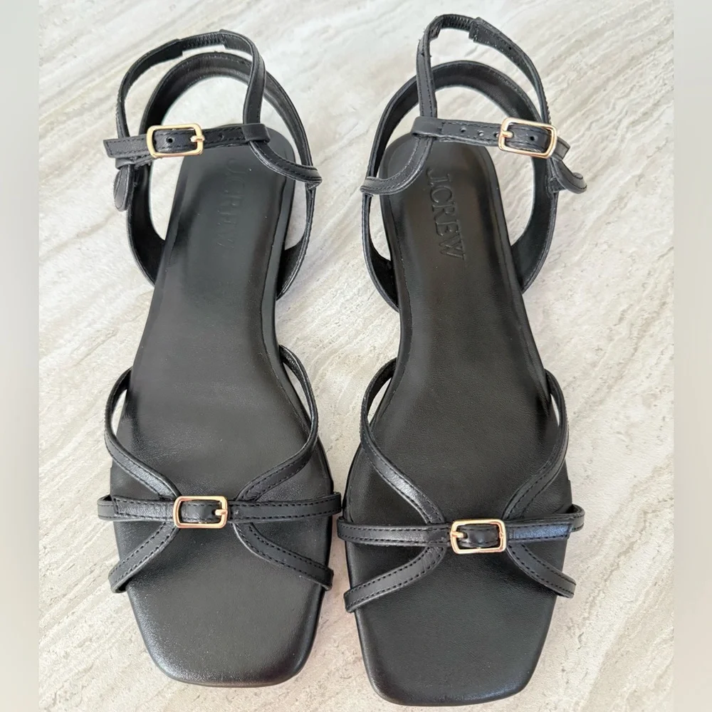 J. Crew NIB New Capri Buckle Sandals in Leather - Black - Picture 2 of 6